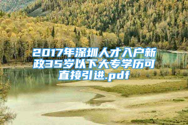 2017年深圳人才入户新政35岁以下大专学历可直接引进.pdf