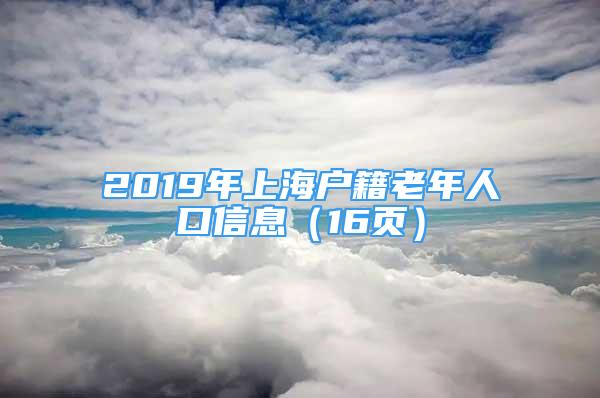 2019年上海户籍老年人口信息（16页）