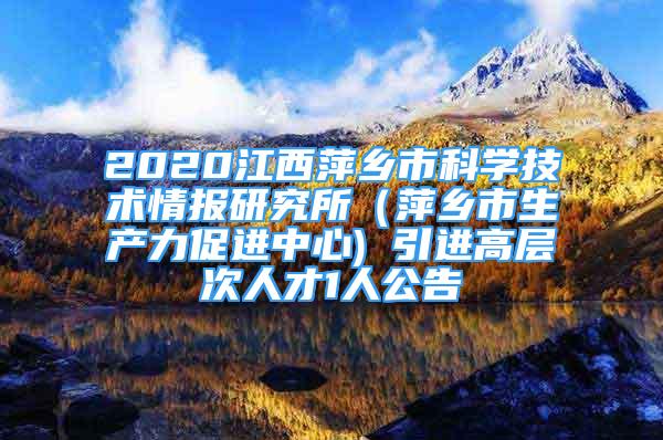 2020江西萍乡市科学技术情报研究所（萍乡市生产力促进中心) 引进高层次人才1人公告