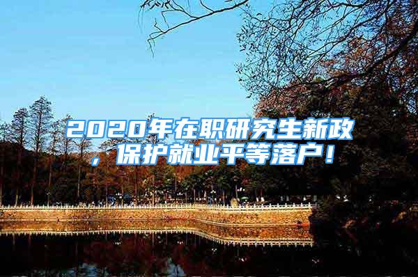 2020年在职研究生新政，保护就业平等落户！