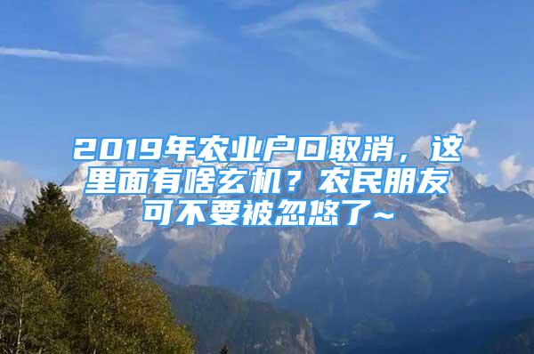 2019年农业户口取消，这里面有啥玄机？农民朋友可不要被忽悠了~