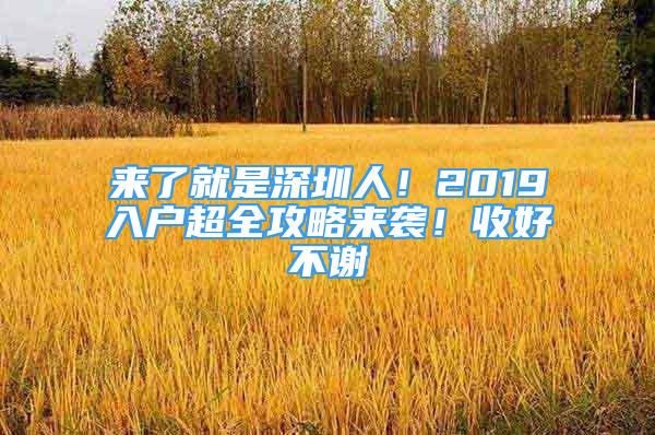 来了就是深圳人！2019入户超全攻略来袭！收好不谢