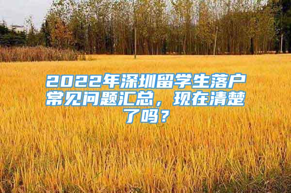 2022年深圳留学生落户常见问题汇总，现在清楚了吗？