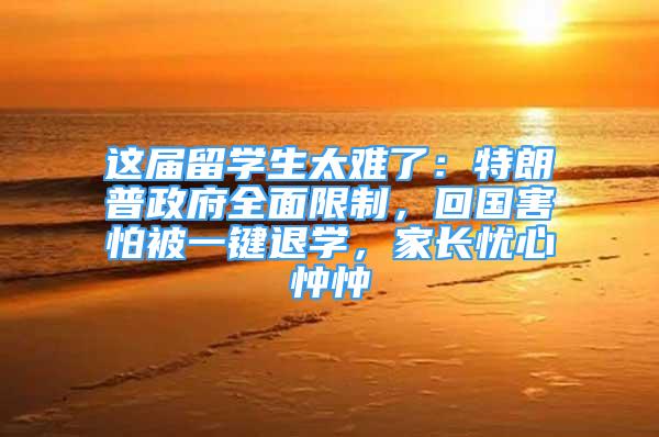 这届留学生太难了：特朗普政府全面限制，回国害怕被一键退学，家长忧心忡忡