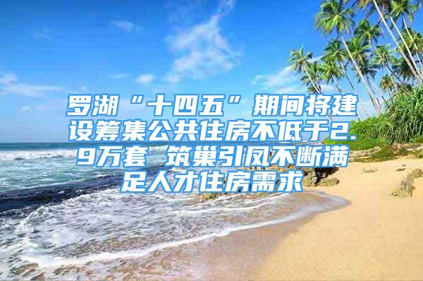 罗湖“十四五”期间将建设筹集公共住房不低于2.9万套 筑巢引凤不断满足人才住房需求