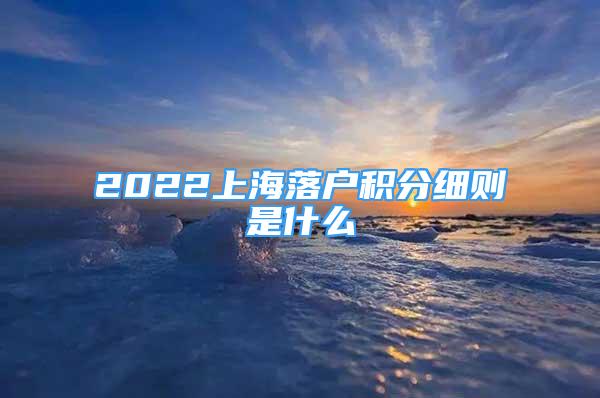 2022上海落户积分细则是什么