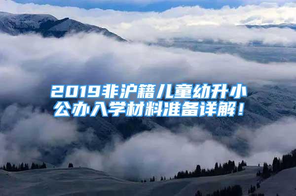 2019非沪籍儿童幼升小公办入学材料准备详解！