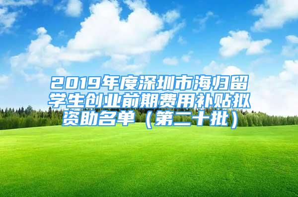 2019年度深圳市海归留学生创业前期费用补贴拟资助名单（第二十批）