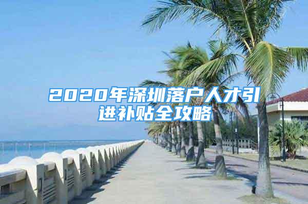 2020年深圳落户人才引进补贴全攻略