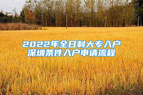 2022年全日制大专入户深圳条件入户申请流程