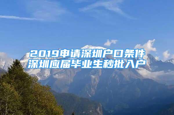 2019申请深圳户口条件深圳应届毕业生秒批入户