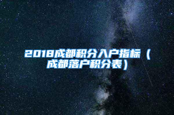 2018成都积分入户指标（成都落户积分表）