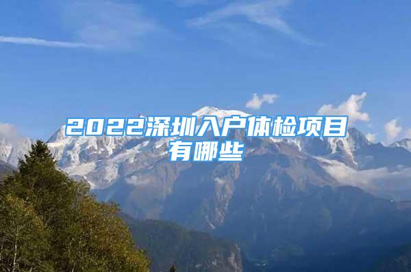 2022深圳入户体检项目有哪些