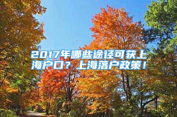 2017年哪些途径可获上海户口？上海落户政策！