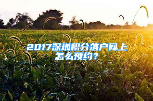 2017深圳积分落户网上怎么预约？