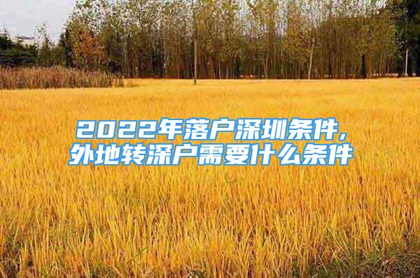 2022年落户深圳条件,外地转深户需要什么条件