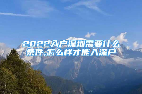 2022入户深圳需要什么条件,怎么样才能入深户