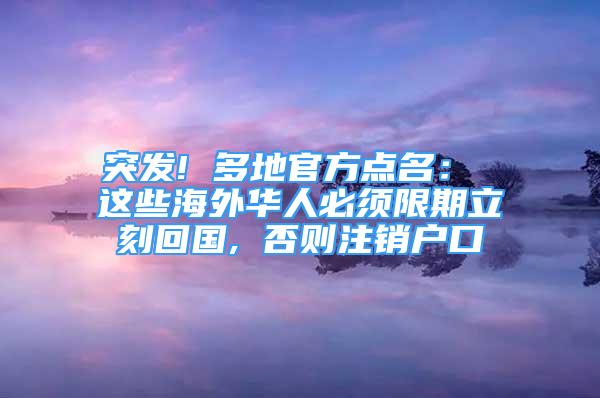 突发! 多地官方点名： 这些海外华人必须限期立刻回国, 否则注销户口