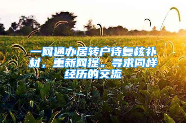 一网通办居转户待复核补材，重新网提。寻求同样经历的交流