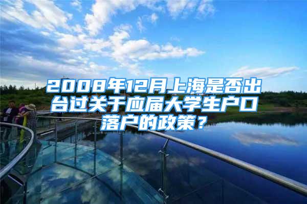 2008年12月上海是否出台过关于应届大学生户口落户的政策？