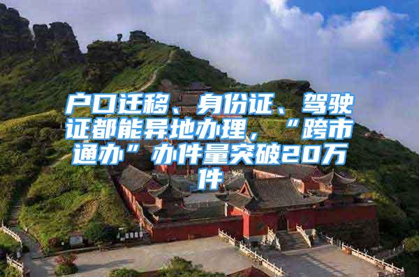 户口迁移、身份证、驾驶证都能异地办理，“跨市通办”办件量突破20万件