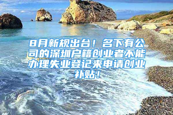 8月新规出台！名下有公司的深圳户籍创业者不能办理失业登记来申请创业补贴！