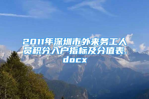 2011年深圳市外来务工人员积分入户指标及分值表.docx