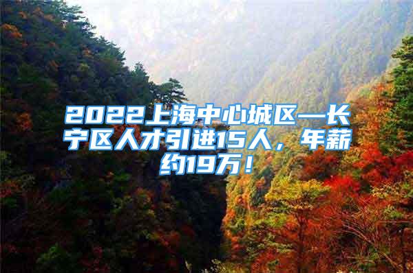 2022上海中心城区—长宁区人才引进15人，年薪约19万！