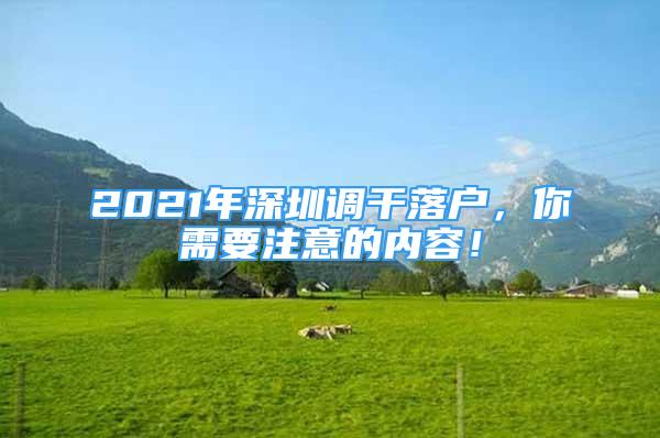 2021年深圳调干落户，你需要注意的内容！