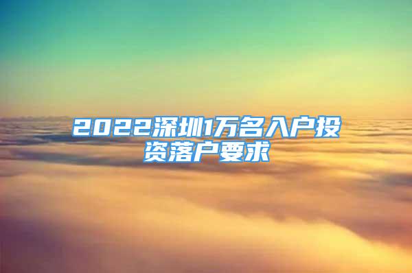 2022深圳1万名入户投资落户要求