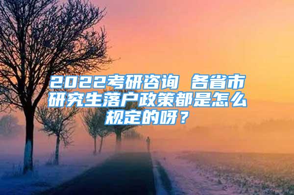 2022考研咨询 各省市研究生落户政策都是怎么规定的呀？