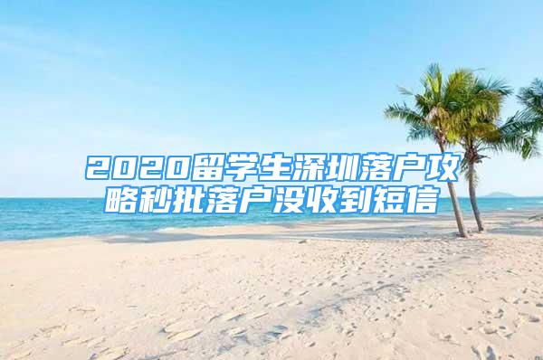 2020留学生深圳落户攻略秒批落户没收到短信