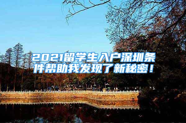 2021留学生入户深圳条件帮助我发现了新秘密！