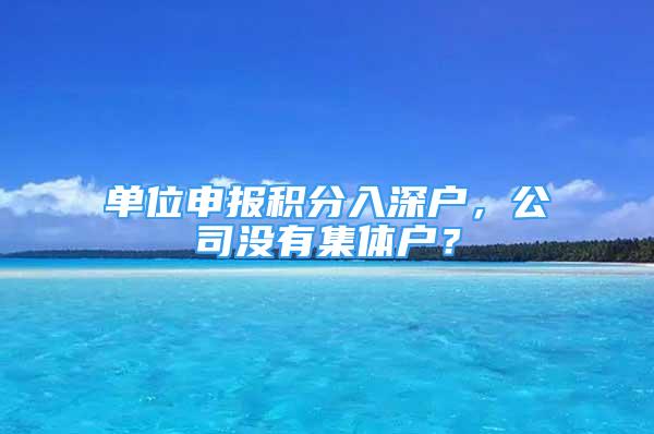 单位申报积分入深户，公司没有集体户？