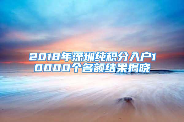 2018年深圳纯积分入户10000个名额结果揭晓