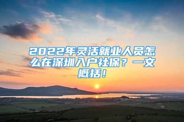 2022年灵活就业人员怎么在深圳入户社保？一文概括！