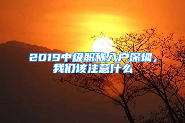 2019中级职称入户深圳，我们该注意什么