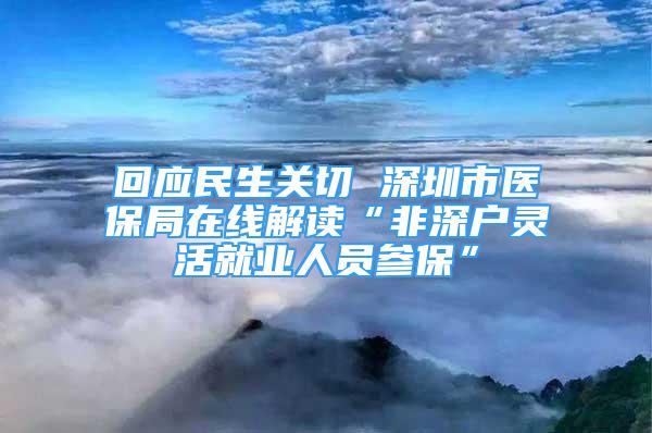 回应民生关切 深圳市医保局在线解读“非深户灵活就业人员参保”