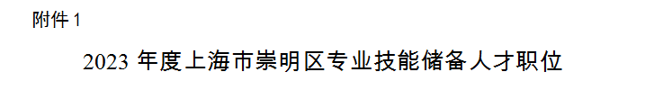 10月10日起报名！2023年度崇明招录一批专业技能储备人才及定向选调生