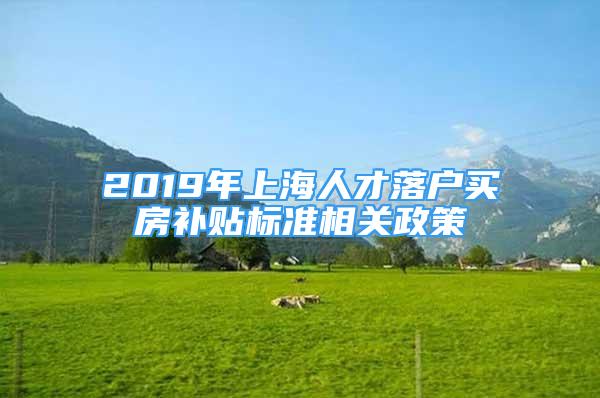 2019年上海人才落户买房补贴标准相关政策