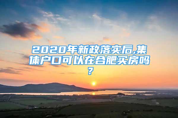 2020年新政落实后,集体户口可以在合肥买房吗？