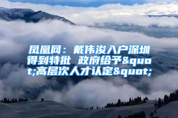 凤凰网：戴伟浚入户深圳得到特批 政府给予"高层次人才认定"