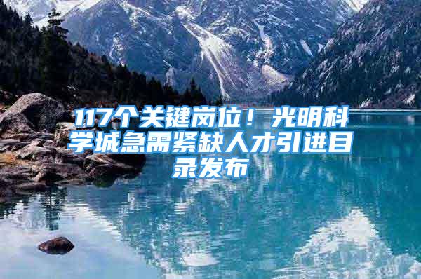 117个关键岗位！光明科学城急需紧缺人才引进目录发布