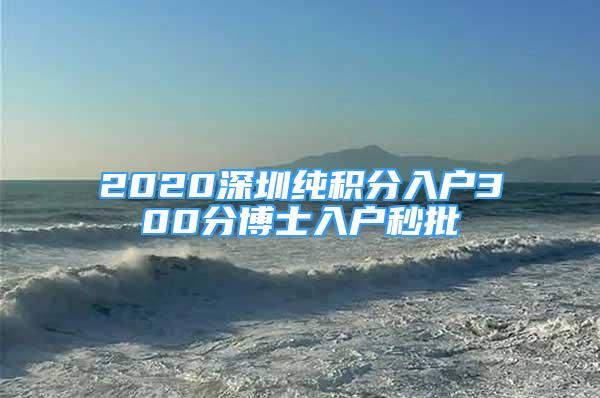 2020深圳纯积分入户300分博士入户秒批