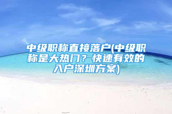 中级职称直接落户(中级职称是大热门？快速有效的入户深圳方案)