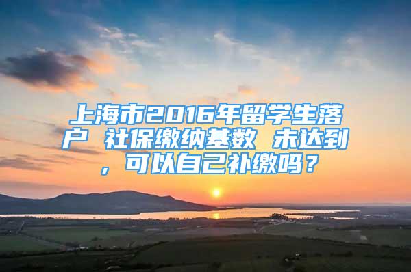 上海市2016年留学生落户 社保缴纳基数 未达到，可以自己补缴吗？