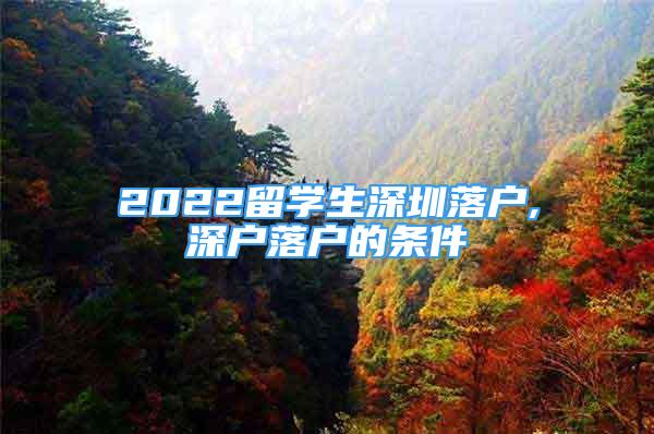 2022留学生深圳落户,深户落户的条件