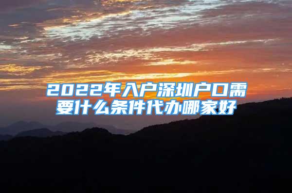 2022年入户深圳户口需要什么条件代办哪家好