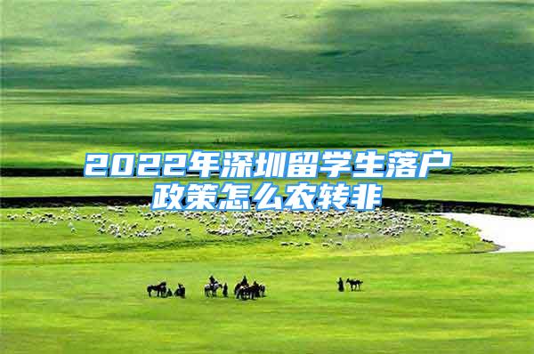 2022年深圳留学生落户政策怎么农转非