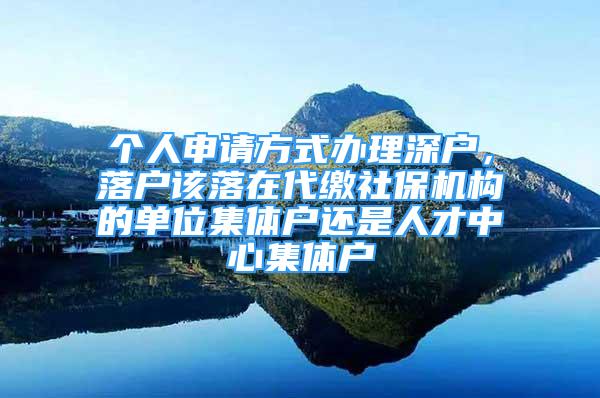 个人申请方式办理深户，落户该落在代缴社保机构的单位集体户还是人才中心集体户